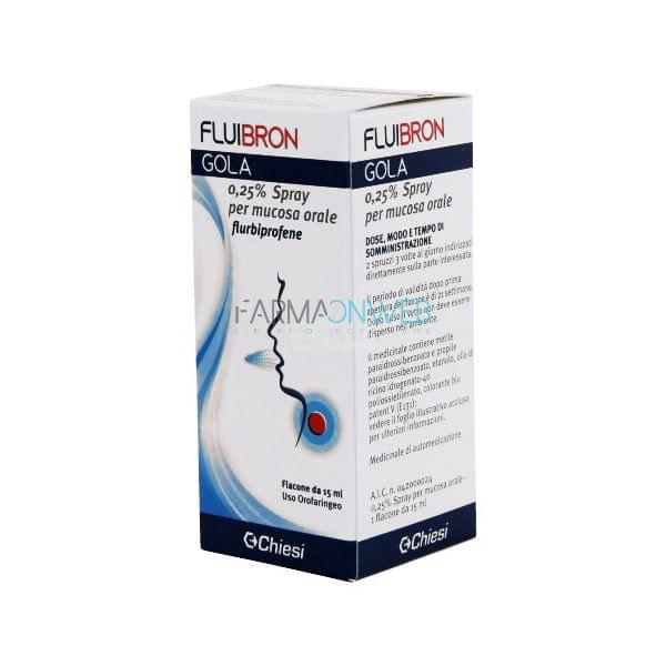 Fluibron Gola 0,25% Spray Per Mucosa Orale Flacone Da 15 Ml