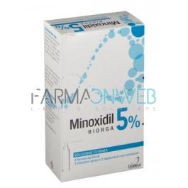 Minoxidil Biorga 5% Soluzione Cutanea, 3 Flaconi Hdpe 60Ml Con Pompa Spray E  Applicatore