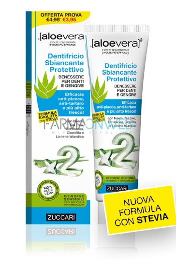 Zuccari AloeVera2 Dentifricio Sbiancante Protettivo con Stevia 100 ml