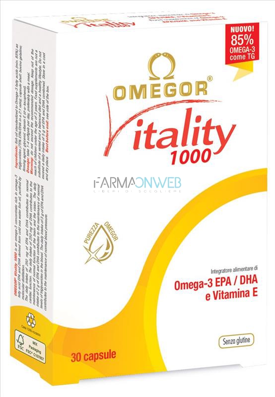 Omegor Vitality 1000 Integratore Alimentare Omega3 30 Capsule Molli