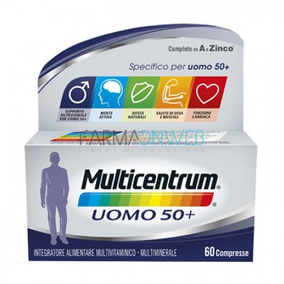 Multicentrum Linea Vitamine Minerali Over 50 Uomo 50+ Integratore 60 Compresse